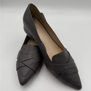 Cole Haan Camila Skimmer Grey/Taupe Leather Pointed Toe Weave Flats Size 11B